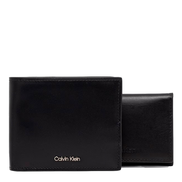 Calvin Klein PORTEFEUILLE BILLETS EN RELEVS AVEC COMPARTIMENT POUR PICES CARTE DE CAISSE - U Noir- Ref 72$